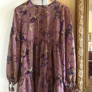 Pink Floral Mini Prairie Dress